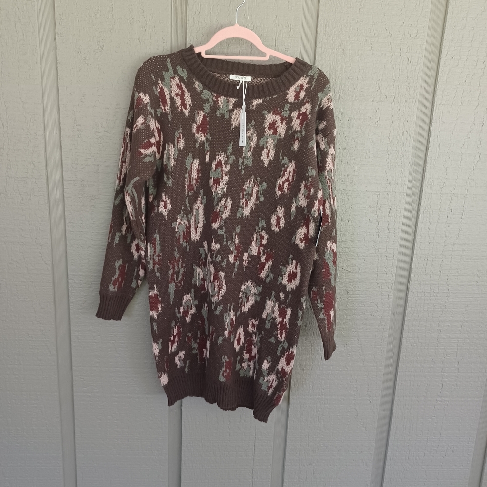 Stitchdrop Jakarta Floral Sweater Dress Size S Women Long Sleeve In Jardin